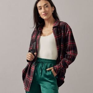 Francesca's Dianna Christmas Plaid Button Down Top Size XL